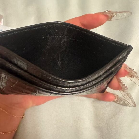 NWT Saint Laurent Black Croc-Embossed Card Holder - Picture 3 of 4